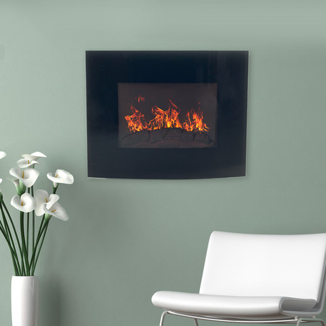 Northwest Wall Mounted Electric Fireplace + Remote // Curved Glass