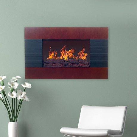 Northwest Wall Mounted Electric Fireplace + Remote // Mahogany