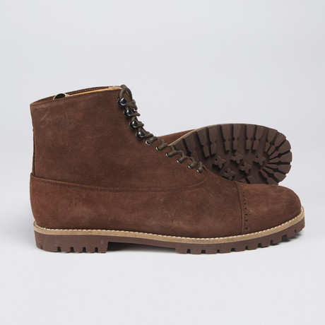 Bobbie Burns // Edward Suede Lace-Up Cap-Toe Boot // Chocolate Brown (Euro: 38.5)