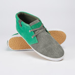 Bobbie Burns // Gobi Suede + Canvas Two Tone Sneaker // Grey + Kelly Green (Euro: 40)