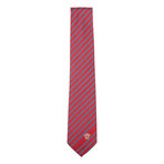 Italian Silk Tie // Red + Black + White Stripe