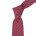 Italian Silk Tie // Red + Black + White Stripe