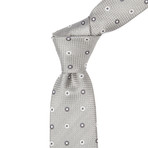 Italian Silk Tie // Light Grey + White Polka Dot