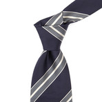 Italian Silk Tie // Navy + Grey Stripe