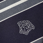 Italian Silk Tie // Navy + Grey Stripe