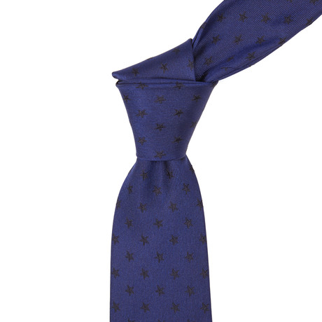 Italian Silk Tie // Blue + Black Star