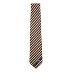 Italian Silk Tie // Black + Yellow + Grey Stripe