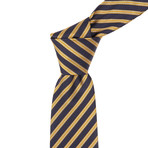 Italian Silk Tie // Black + Yellow + Grey Stripe