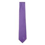 Italian Silk Tie // Purple + Black + White Stripe