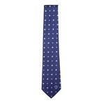 Italian Silk Tie // Dark Blue + Light Blue +  White Polka Dot