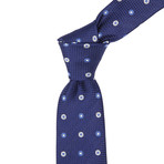 Italian Silk Tie // Dark Blue + Light Blue +  White Polka Dot