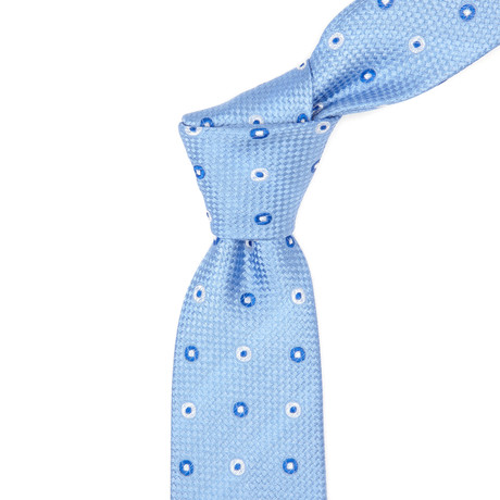 Italian Silk Tie // Light Blue + Dark Blue + White Polka Dot