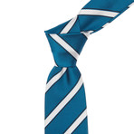 Italian Silk Tie // Blue + White + Black Stripe