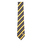 Italian Silk Tie // Black + Mustard Alternating Stripe