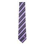 Italian Silk Tie // Black + Purple Stripe