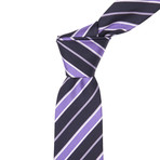 Italian Silk Tie // Black + Purple Stripe