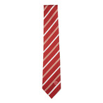 Italian Silk Tie // Red + Yellow + White + Grey Stripe