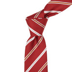 Italian Silk Tie // Red + Yellow + White + Grey Stripe