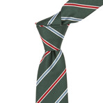 Italian Silk Tie // Green + Blue + Red Stripe