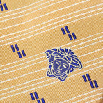 Italian Silk Tie // Mustard + Blue Alternating Stripe