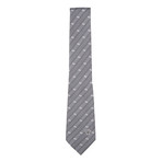 Italian Silk Tie // Dark Grey + Black + White Patterned Stripe