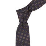 Italian Silk Tie // Navy + Yellow Box