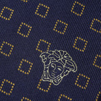 Italian Silk Tie // Navy + Yellow Box