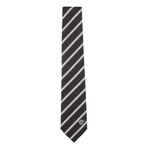 Italian Silk Tie // Black + Grey + White Stripe