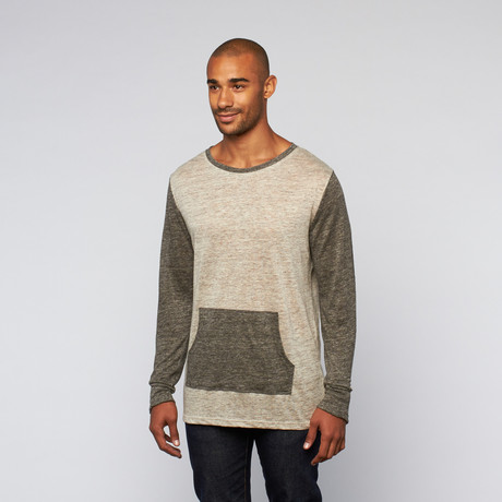 Anstell Color Block Crew Sweater // Oatmeal + Charcoal (S)
