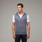 De Luz Hooded Linen Vest // Midnight Navy (XS)