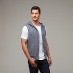 De Luz Hooded Linen Vest // Midnight Navy (XS)