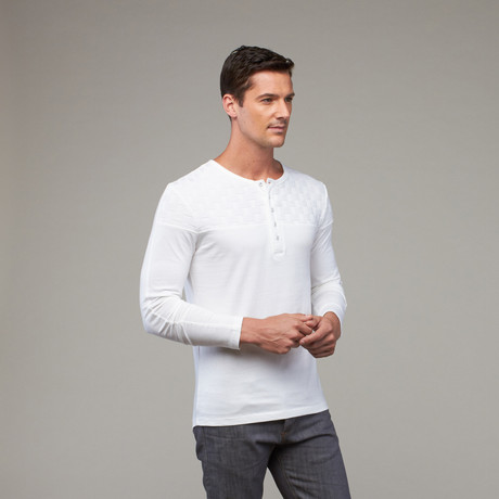 Henley + Cashmere Knit Panels // White (XS)