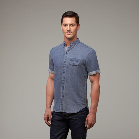 Matiere // Moreno Rolled Sleeve Button Down // Midnight Navy (M)