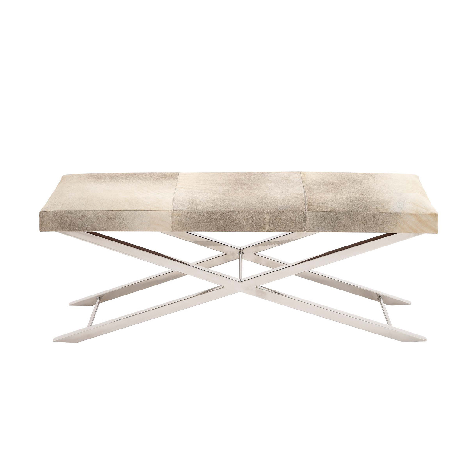 Cowhide Leather Bench Grey Universal Innovative Designs