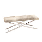 Cowhide Leather Bench (Grey)