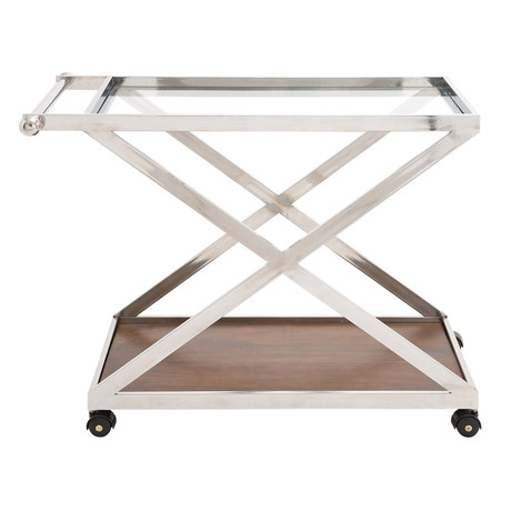 Steel Modern Wood Glass Cart