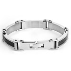 Bracelet // Linked Steel Bracelet With Black Carbon Fiber