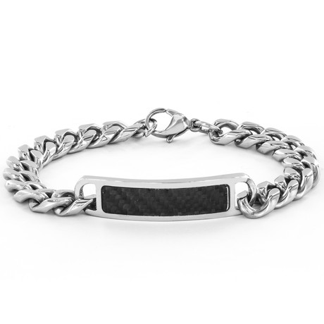 Bracelet // ID Style Steel With Black Carbon Fiber Inlay