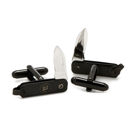 Pocket Knife Cufflinks // Black
