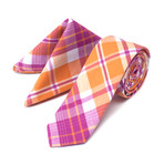 Plaid Tie + Pocket Square // Orange + Pink