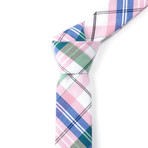 Plaid Tie + Pocket Square // Blue + Light Pink + Green