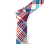 Plaid Tie + Pocket Square // Blue + Red