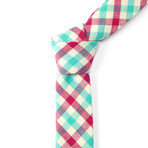 Plaid Tie + Pocket Square + Tie Clip // Green + Pink