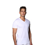 4-Pack 100% Cotton V-Neck // White (XL)