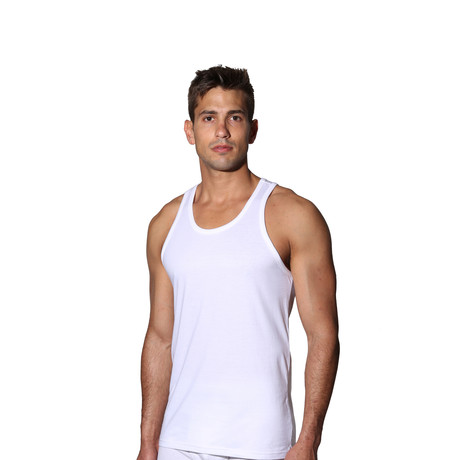 4-Pack 100% Cotton Tank // White (S)