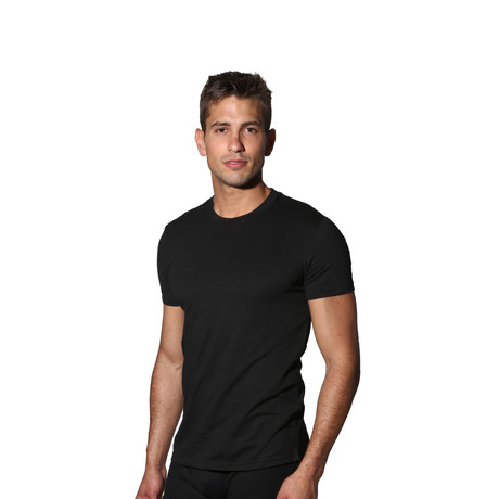 4-Pack 100% Cotton Crew // Black (S)