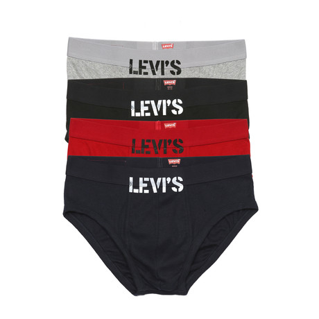 4-Pack 100% Cotton Brief // Red + Grey + Navy + Black (S)