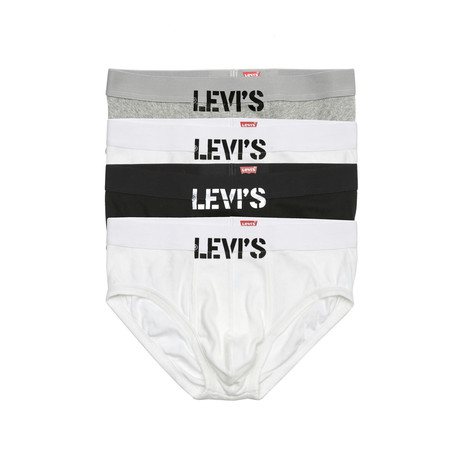 4-Pack 100% Cotton Brief // White + Black + Grey (S)