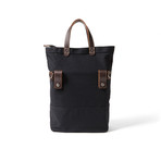 Tote Pannier Bag (Blue Canvas/Brown Leather)