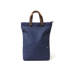 Tote Pannier Bag (Blue Canvas/Brown Leather)